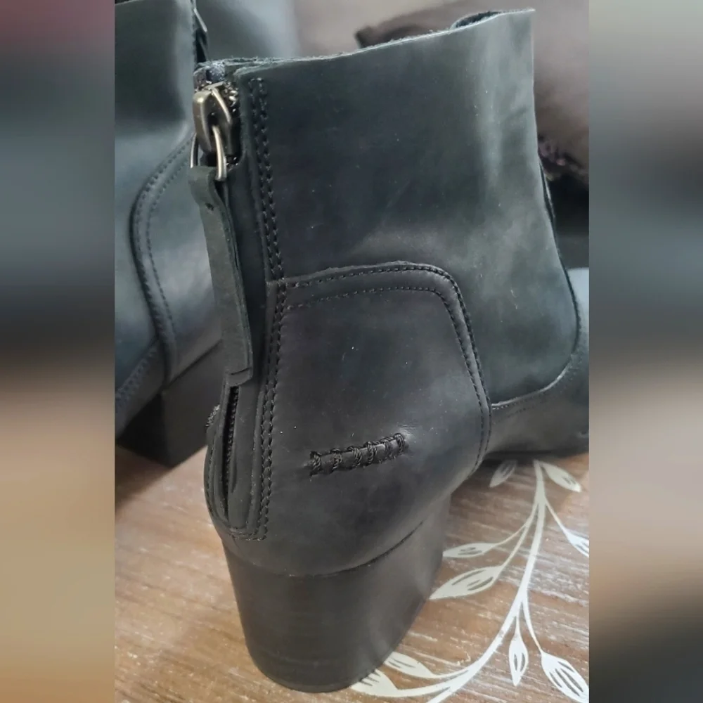 UGG Booties Black Leather Back Zipper Sustainable Comfort